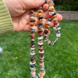 Vtg SWOBODA Multicolored Gemstone necklace (Amethyst, Agate, quartz…)